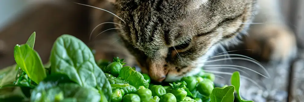 cat eating peas
