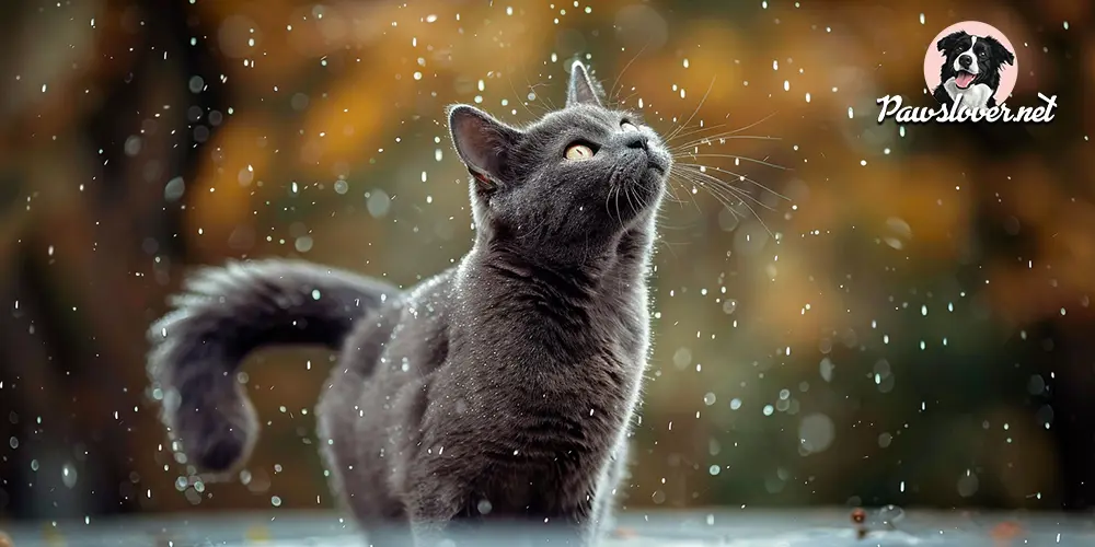 Playful Chartreux cat