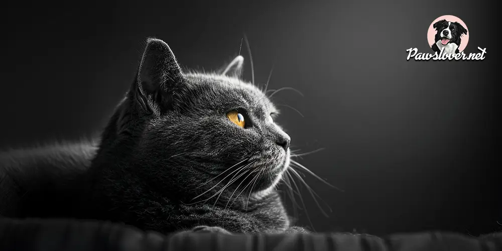 chartreux cat on bed