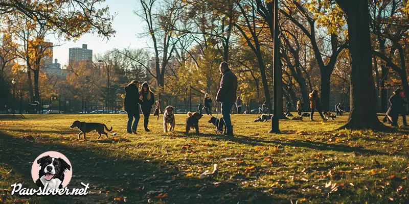 Dogs in a dog park