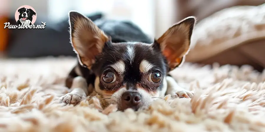 chihuahua layed on carpet